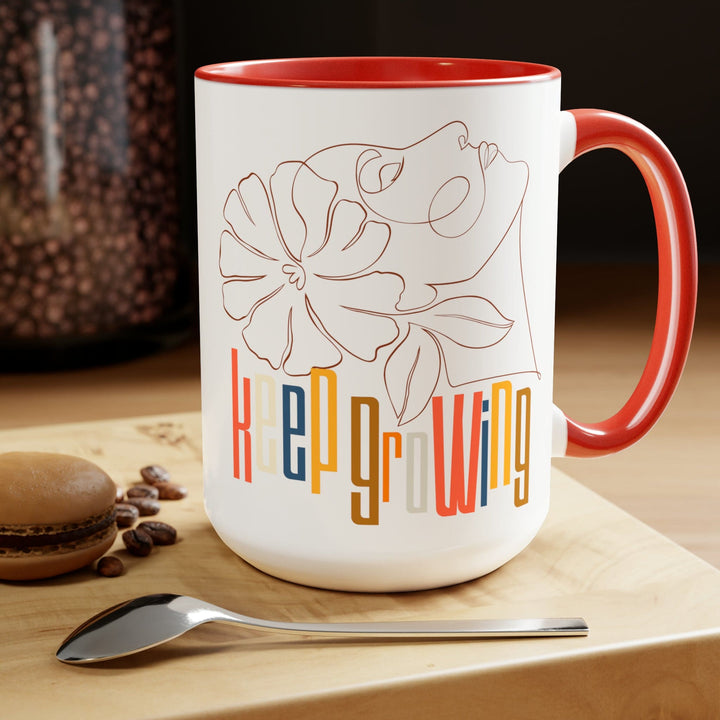 Accent Ceramic Coffee Mug 15oz - Say it Soul - Keep Growing in Pastel Colors