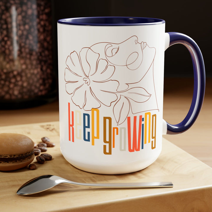 Accent Ceramic Coffee Mug 15oz - Say it Soul - Keep Growing in Pastel Colors