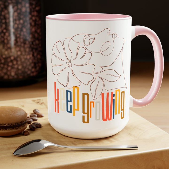 Accent Ceramic Coffee Mug 15oz - Say it Soul - Keep Growing in Pastel Colors