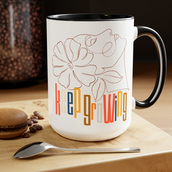 Accent Ceramic Coffee Mug 15oz - Say it Soul - Keep Growing in Pastel Colors