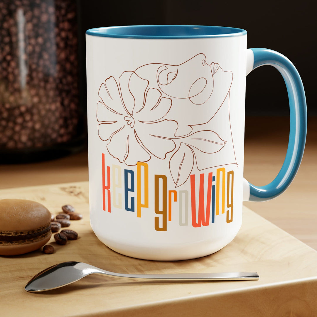 Accent Ceramic Coffee Mug 15oz - Say it Soul - Keep Growing in Pastel Colors