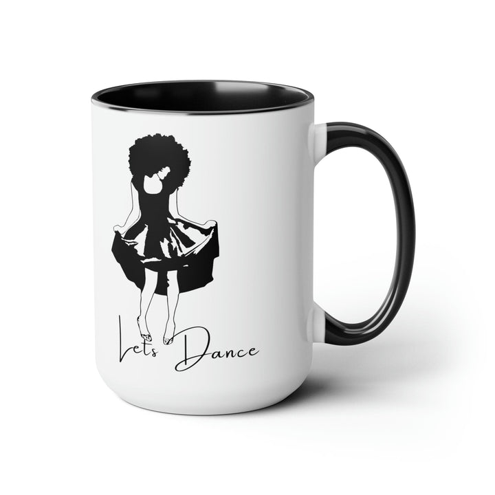 Accent Ceramic Coffee Mug 15oz - Say it Soul Lets Dance Black Line Art Print