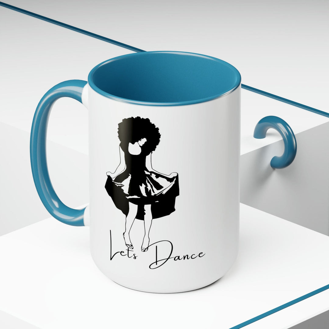 Accent Ceramic Coffee Mug 15oz - Say it Soul Lets Dance Black Line Art Print