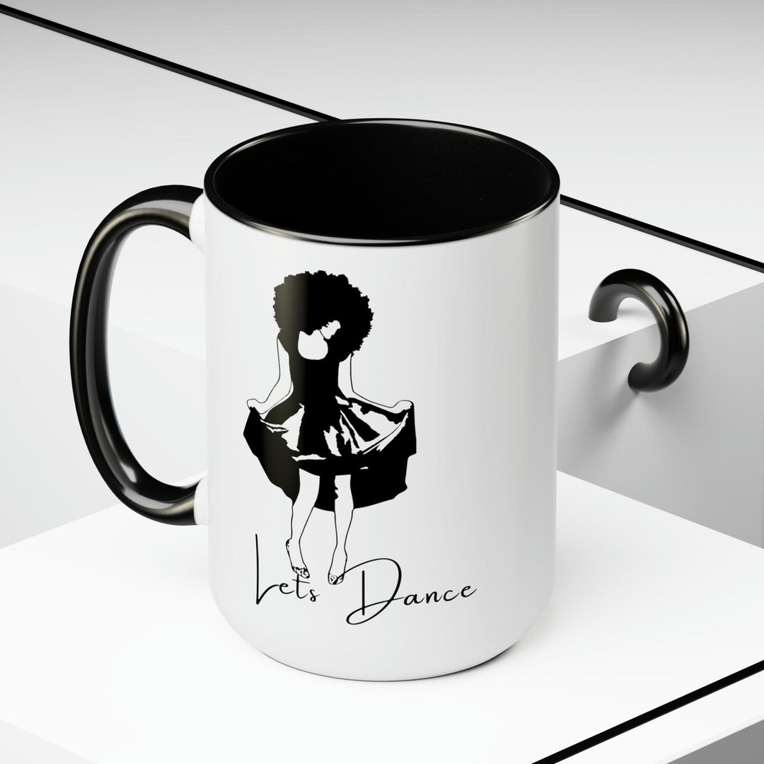 Accent Ceramic Coffee Mug 15oz - Say it Soul Lets Dance Black Line Art Print