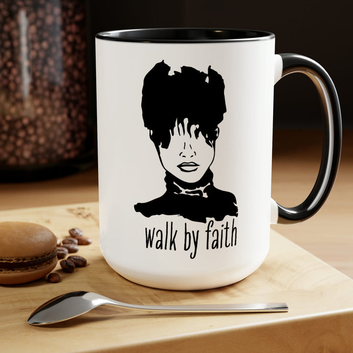 Accent Ceramic Coffee Mug 15oz - Say it Soul Walk by Faith Positive Inspiration