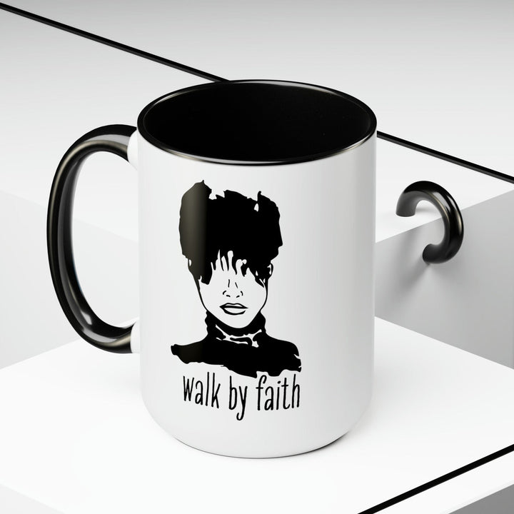 Accent Ceramic Coffee Mug 15oz - Say it Soul Walk by Faith Positive Inspiration