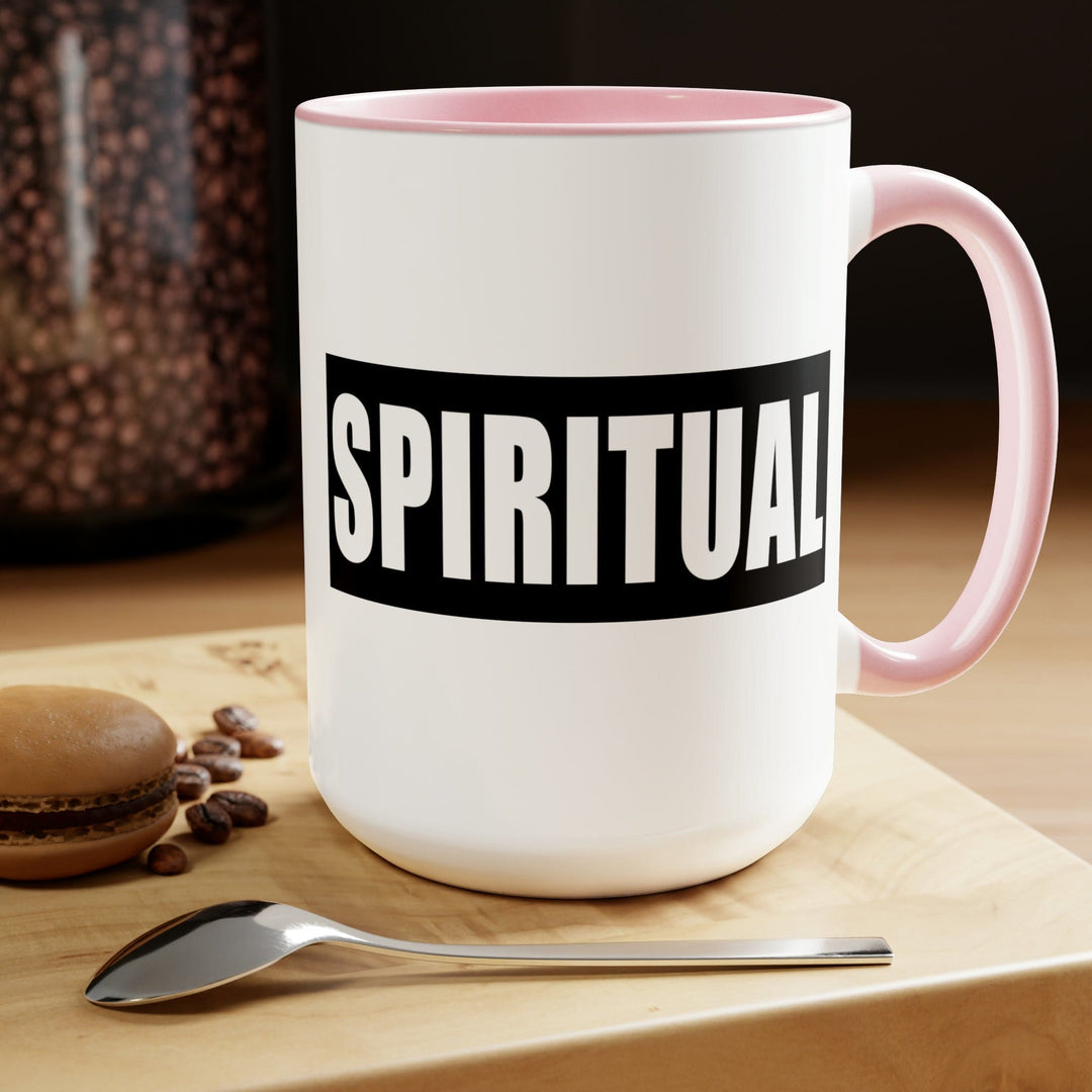 Accent Ceramic Coffee Mug 15oz - Spiritual Black Colorblock Illustration