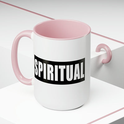 Accent Ceramic Coffee Mug 15oz - Spiritual Black Colorblock Illustration