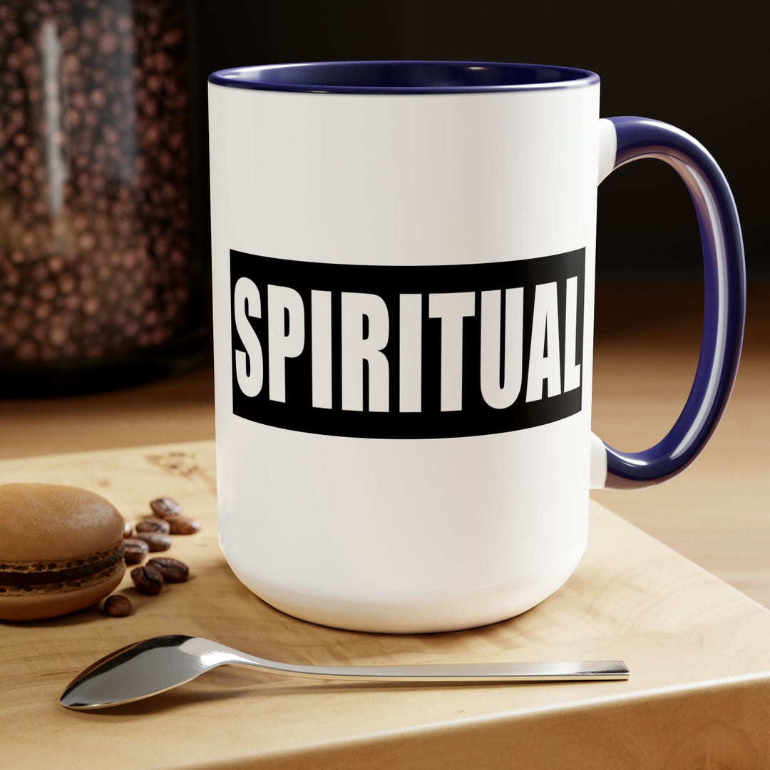 Accent Ceramic Coffee Mug 15oz - Spiritual Black Colorblock Illustration