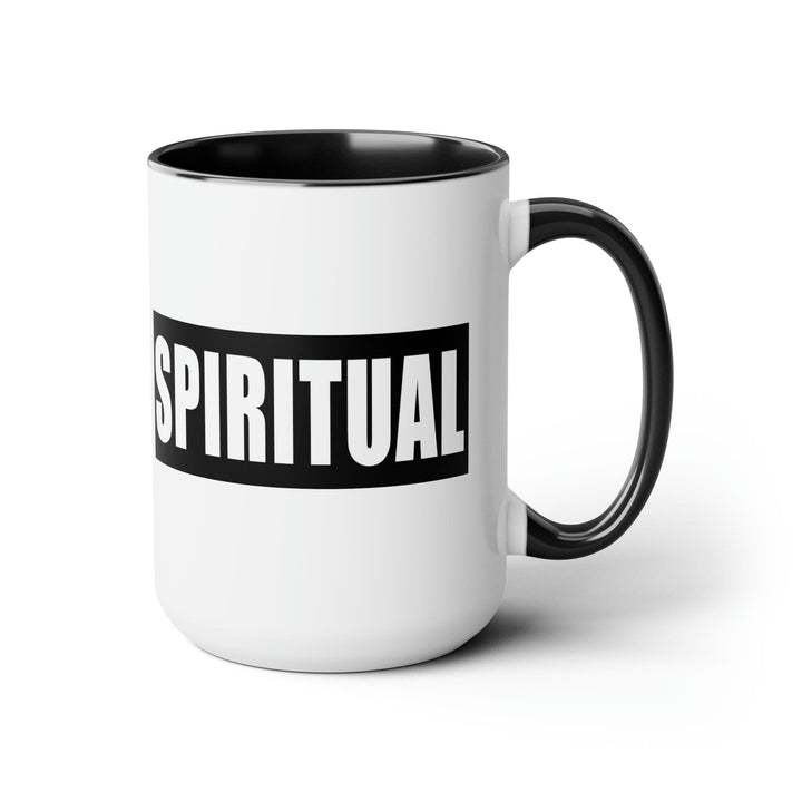 Accent Ceramic Coffee Mug 15oz - Spiritual Black Colorblock Illustration