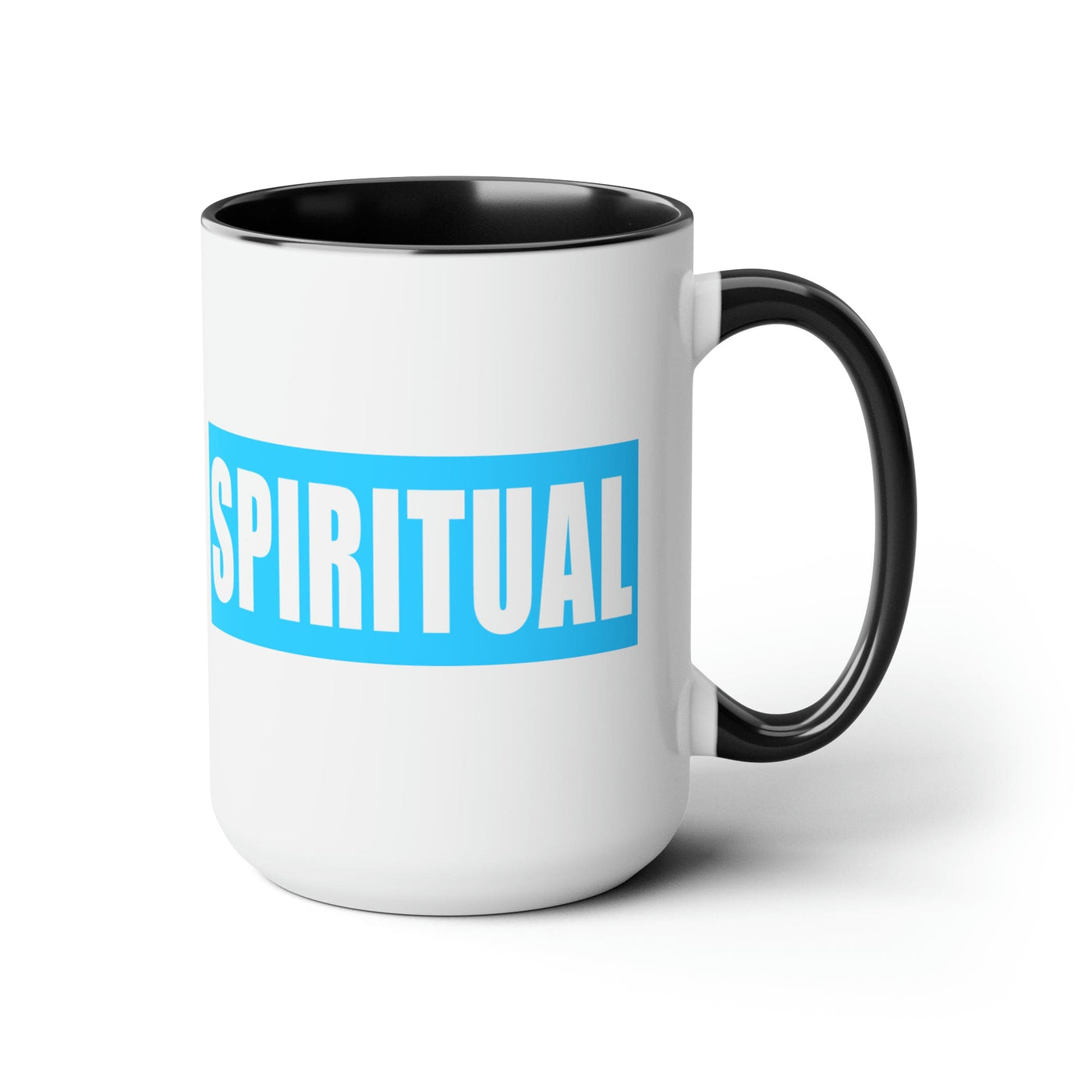 Accent Ceramic Coffee Mug 15oz - Spiritual Light Blue Colorblock Illustration