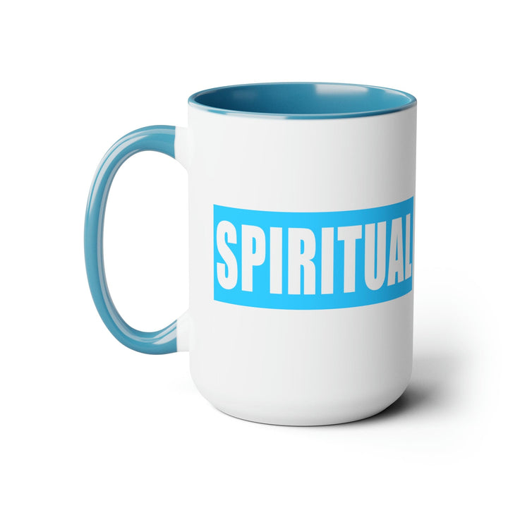 Accent Ceramic Coffee Mug 15oz - Spiritual Light Blue Colorblock Illustration