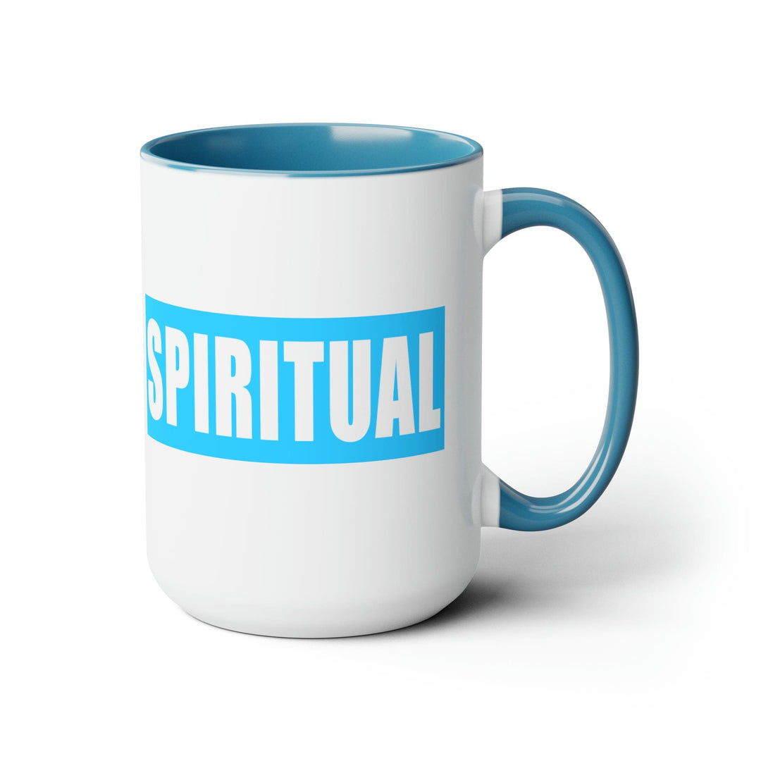 Accent Ceramic Coffee Mug 15oz - Spiritual Light Blue Colorblock Illustration