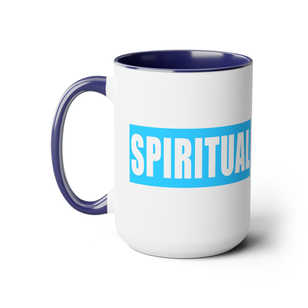 Accent Ceramic Coffee Mug 15oz - Spiritual Light Blue Colorblock Illustration