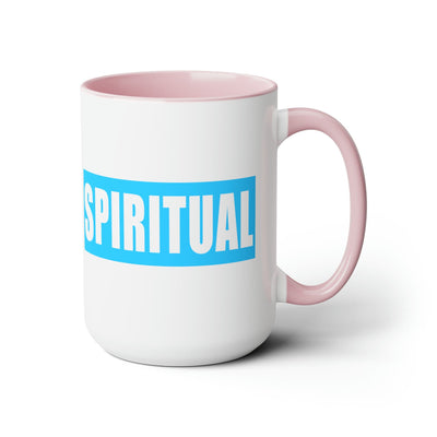 Accent Ceramic Coffee Mug 15oz - Spiritual Light Blue Colorblock Illustration