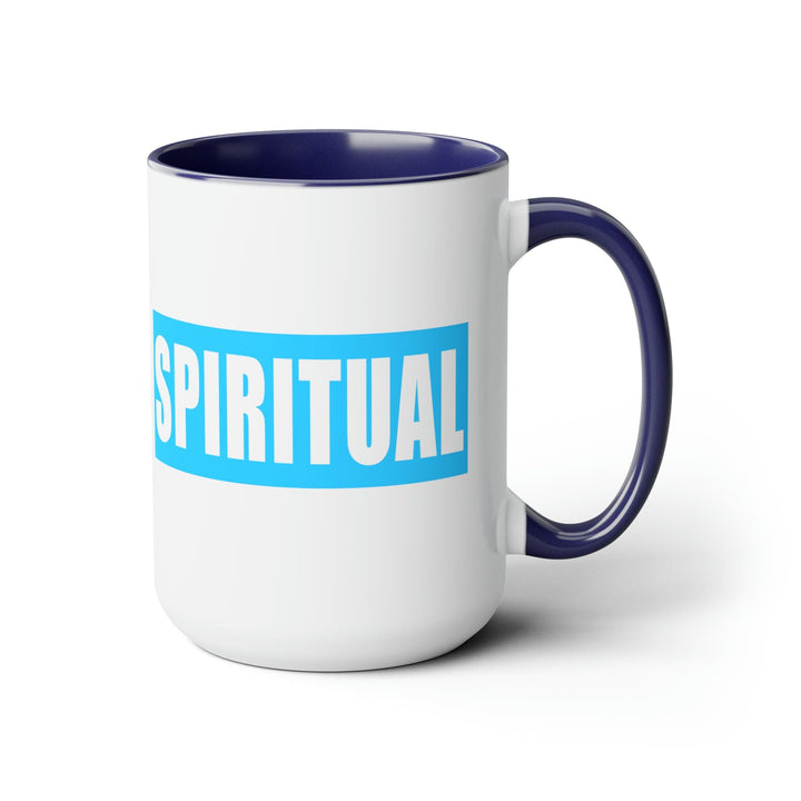 Accent Ceramic Coffee Mug 15oz - Spiritual Light Blue Colorblock Illustration