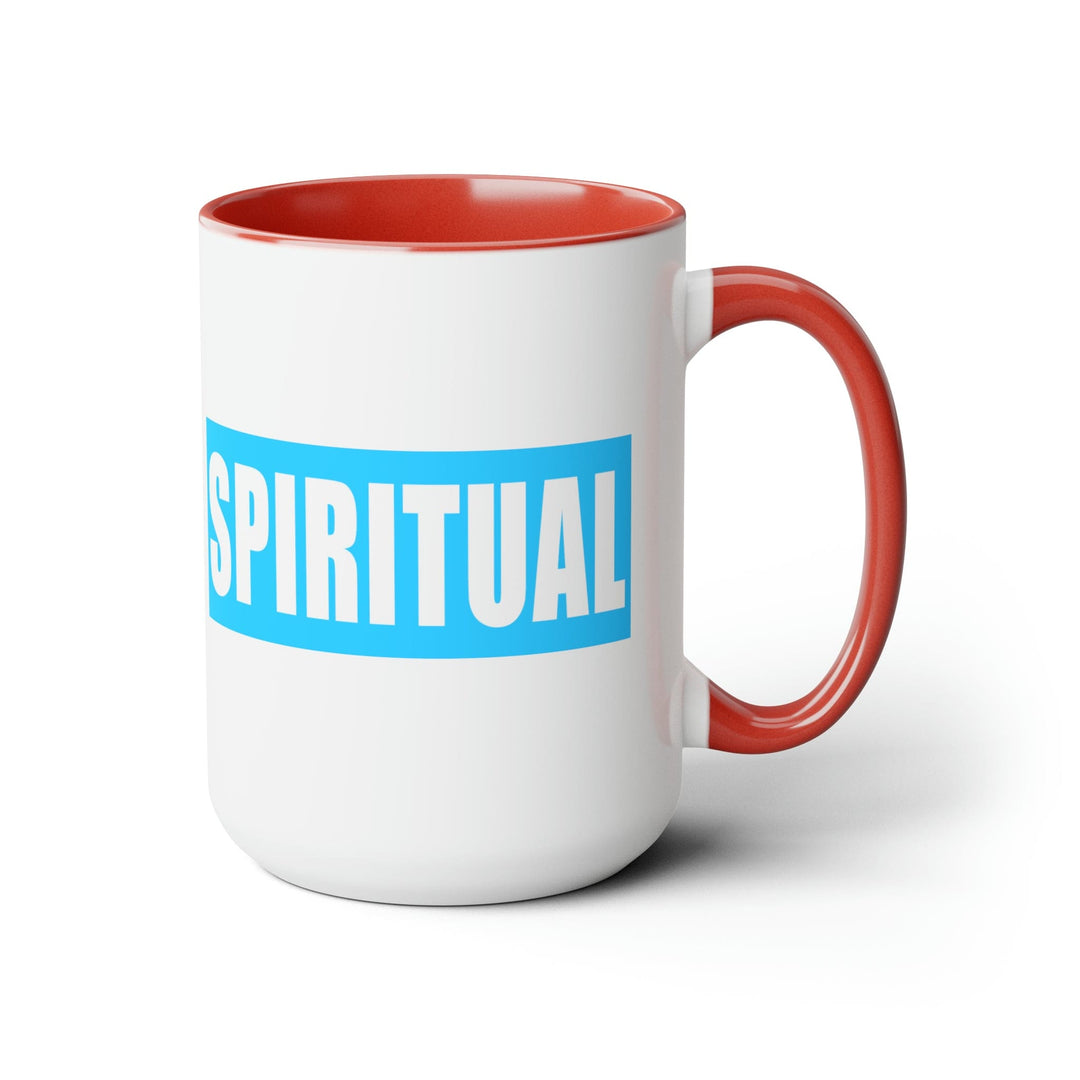 Accent Ceramic Coffee Mug 15oz - Spiritual Light Blue Colorblock Illustration