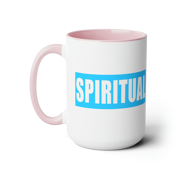 Accent Ceramic Coffee Mug 15oz - Spiritual Light Blue Colorblock Illustration