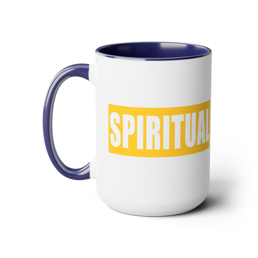 Accent Ceramic Coffee Mug 15oz - Spiritual Yellow Gold Colorblock Illustration