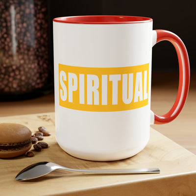 Accent Ceramic Coffee Mug 15oz - Spiritual Yellow Gold Colorblock Illustration