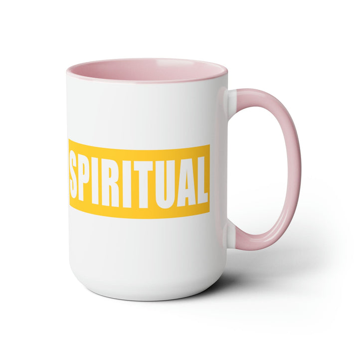 Accent Ceramic Coffee Mug 15oz - Spiritual Yellow Gold Colorblock Illustration