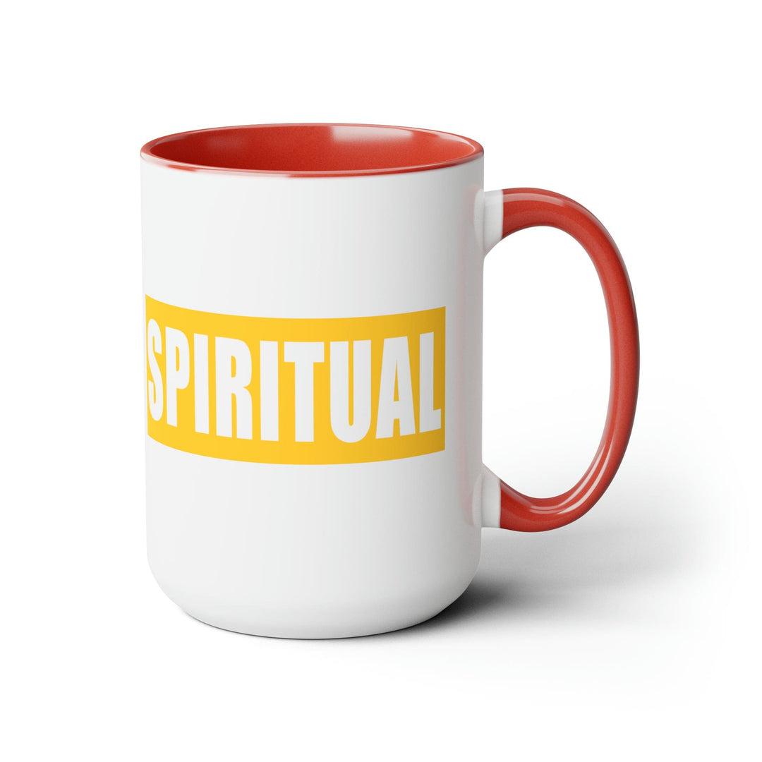 Accent Ceramic Coffee Mug 15oz - Spiritual Yellow Gold Colorblock Illustration