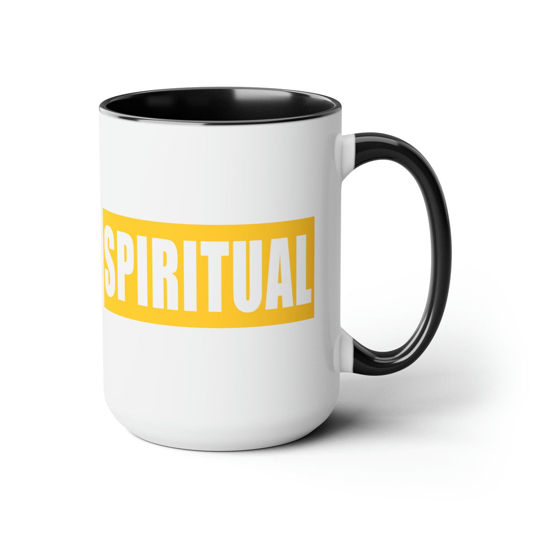 Accent Ceramic Coffee Mug 15oz - Spiritual Yellow Gold Colorblock Illustration