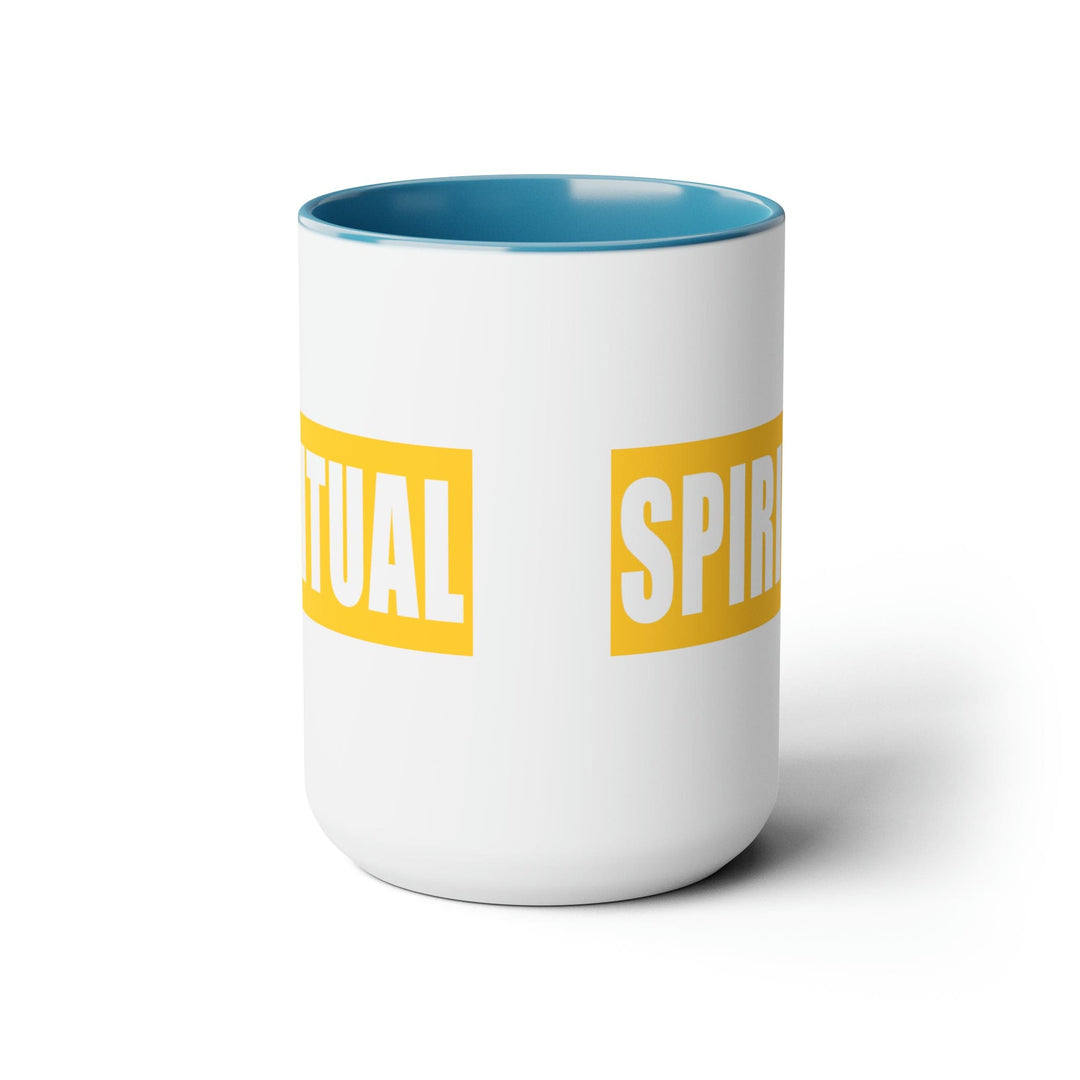 Accent Ceramic Coffee Mug 15oz - Spiritual Yellow Gold Colorblock Illustration