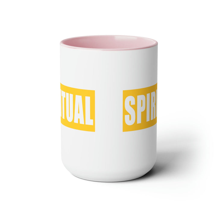 Accent Ceramic Coffee Mug 15oz - Spiritual Yellow Gold Colorblock Illustration