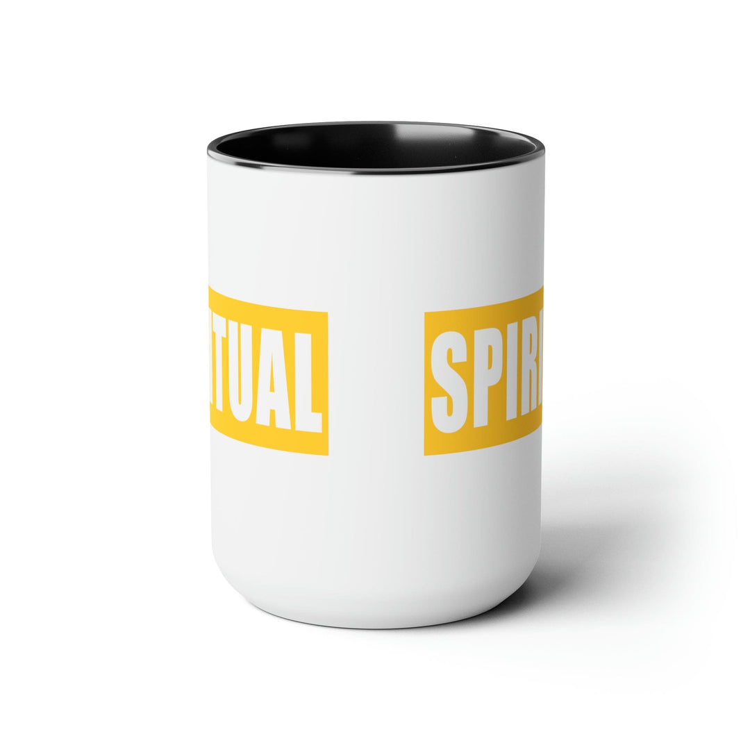 Accent Ceramic Coffee Mug 15oz - Spiritual Yellow Gold Colorblock Illustration