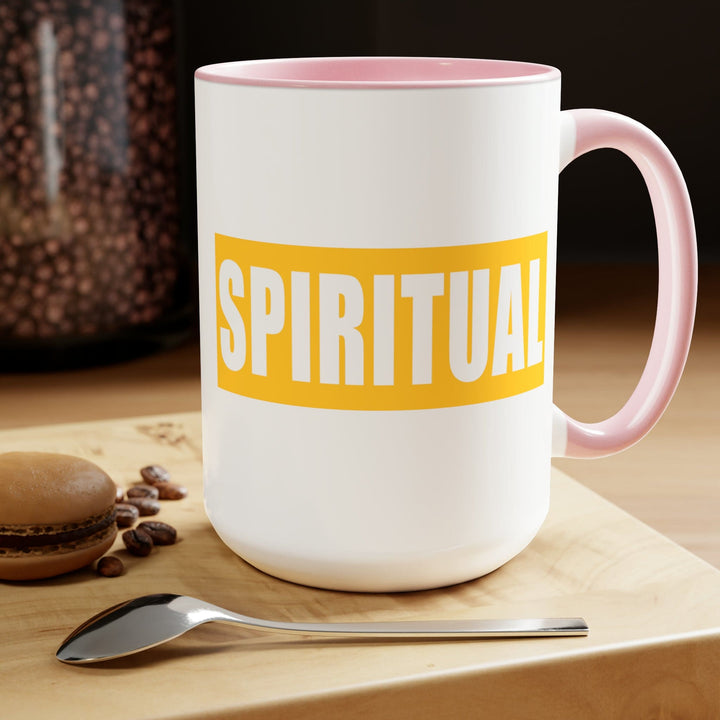 Accent Ceramic Coffee Mug 15oz - Spiritual Yellow Gold Colorblock Illustration