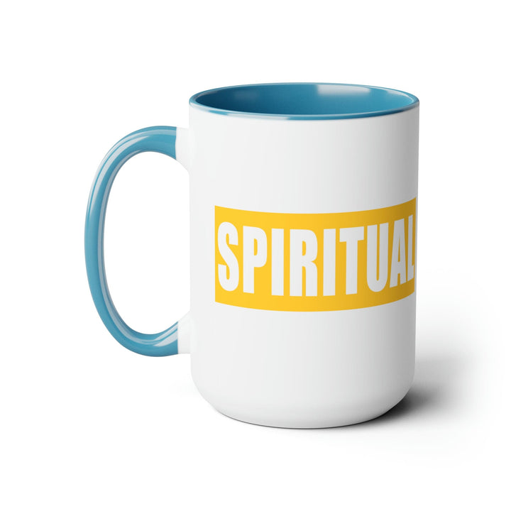 Accent Ceramic Coffee Mug 15oz - Spiritual Yellow Gold Colorblock Illustration