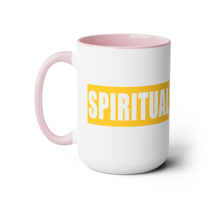 Accent Ceramic Coffee Mug 15oz - Spiritual Yellow Gold Colorblock Illustration