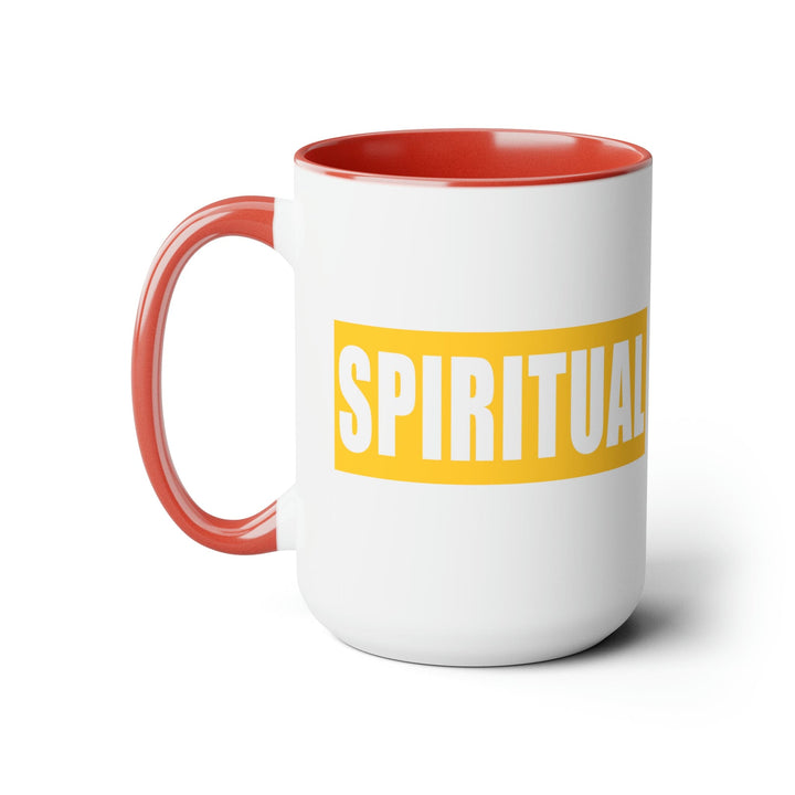 Accent Ceramic Coffee Mug 15oz - Spiritual Yellow Gold Colorblock Illustration