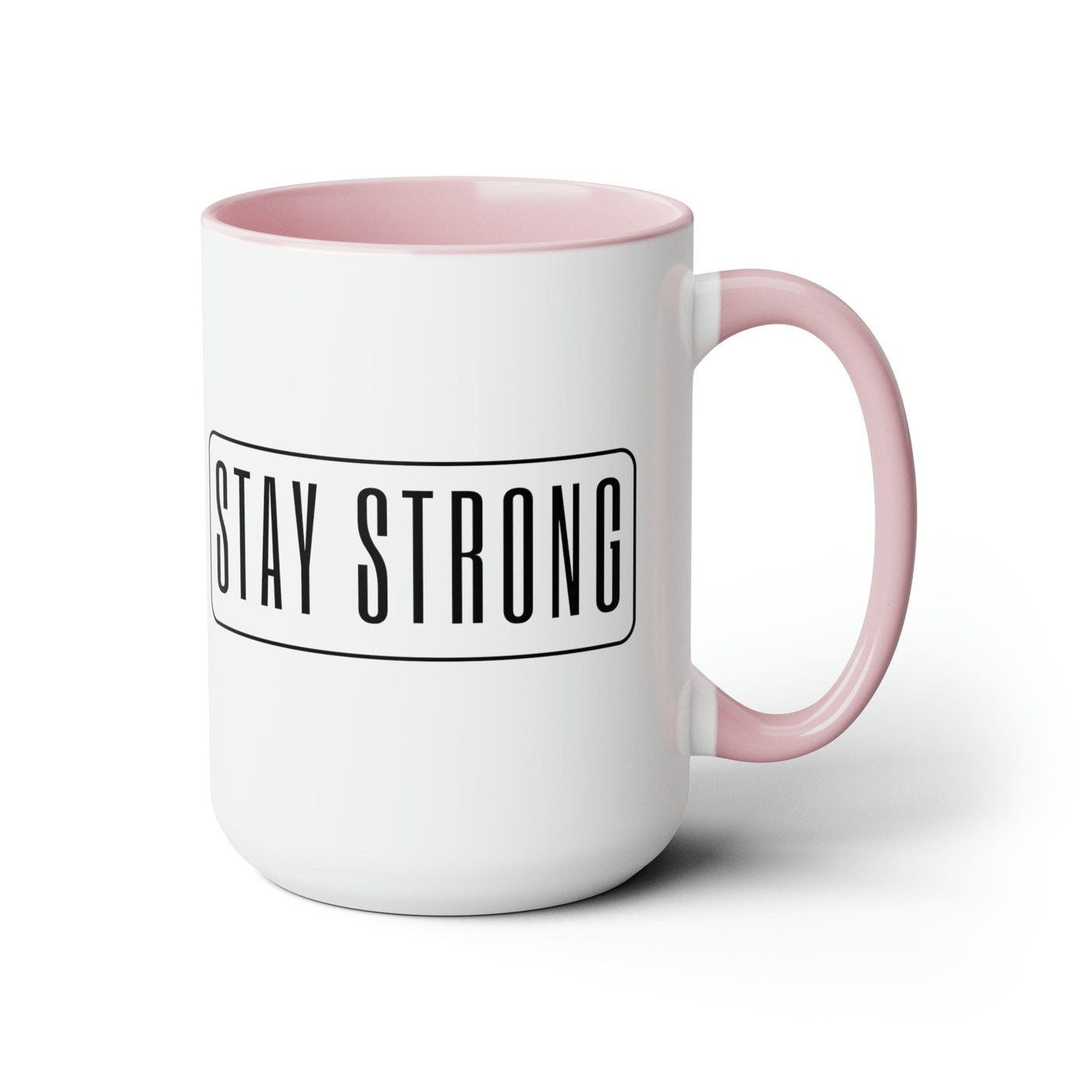 Accent Ceramic Coffee Mug 15oz - Stay Strong - Motivational Affirmation - Black