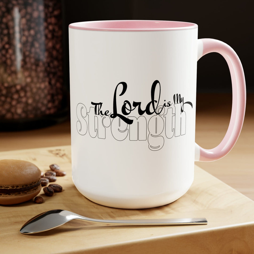 Accent Ceramic Coffee Mug 15oz - The Lord Is My Strength Black And White