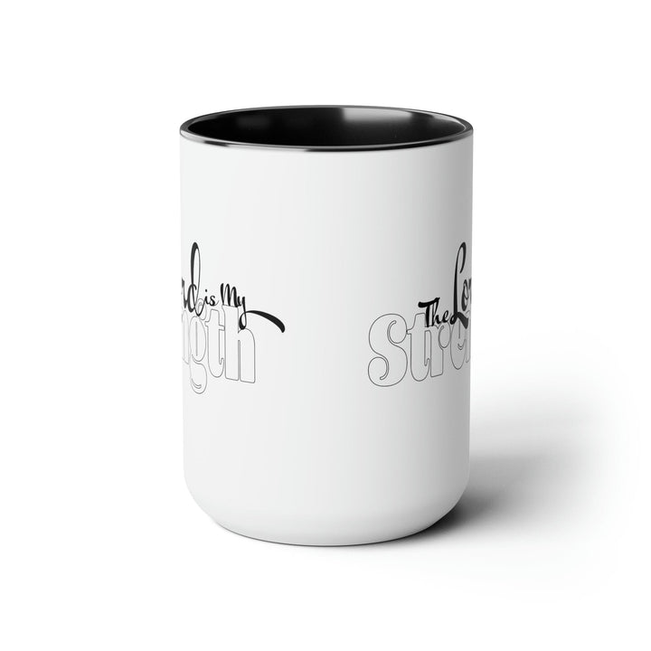 Accent Ceramic Coffee Mug 15oz - The Lord Is My Strength Black And White