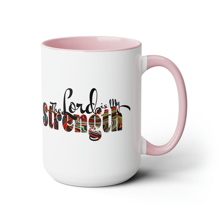 Ceramic Coffee Mug 15oz - the Lord is my Strength Multicolor Illustration