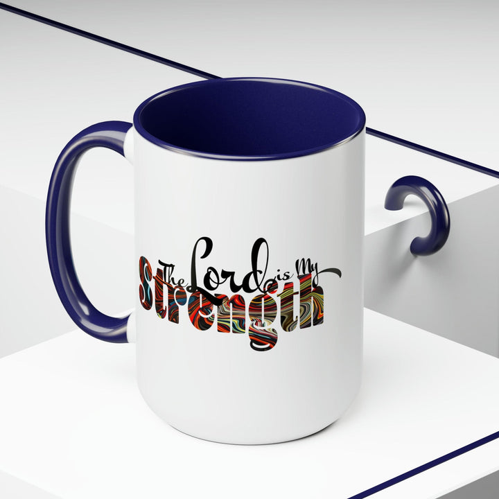 Ceramic Coffee Mug 15oz - the Lord is my Strength Multicolor Illustration