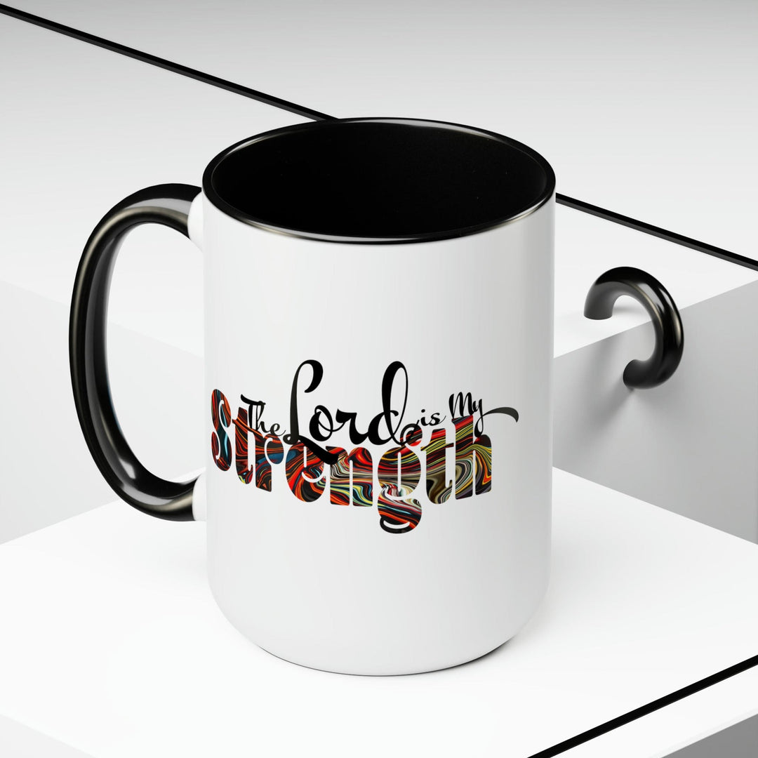 Ceramic Coffee Mug 15oz - the Lord is my Strength Multicolor Illustration