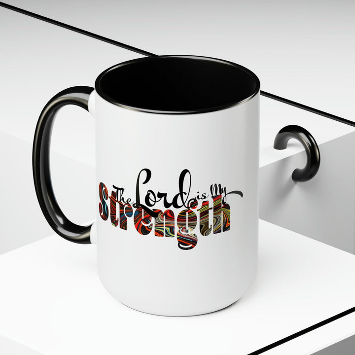 Ceramic Coffee Mug 15oz - the Lord is my Strength Multicolor Illustration
