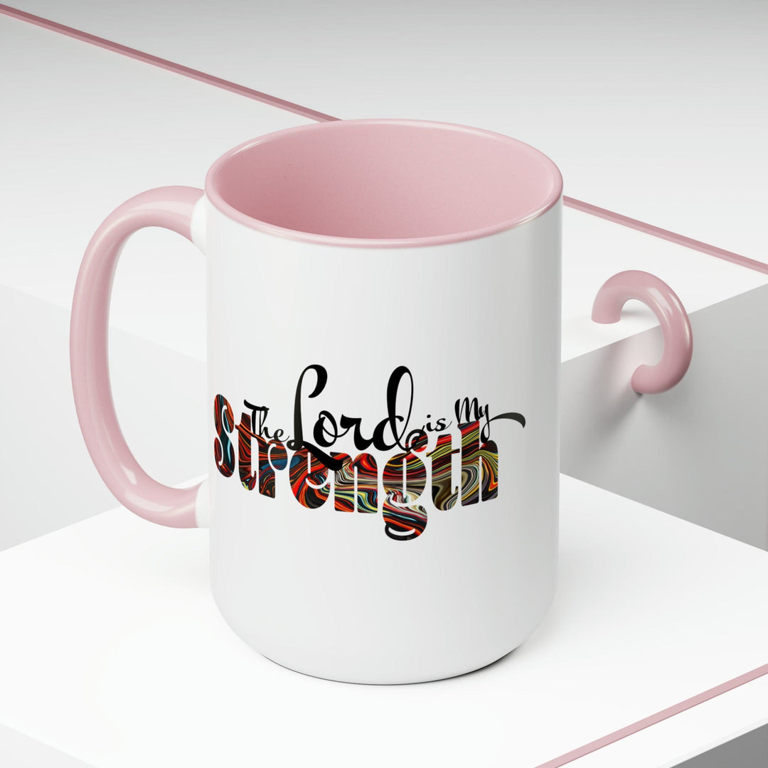 Ceramic Coffee Mug 15oz - the Lord is my Strength Multicolor Illustration