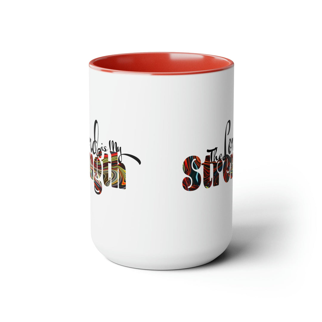 Ceramic Coffee Mug 15oz - the Lord is my Strength Multicolor Illustration