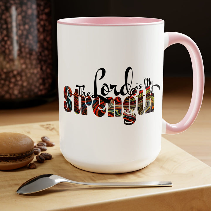 Ceramic Coffee Mug 15oz - the Lord is my Strength Multicolor Illustration