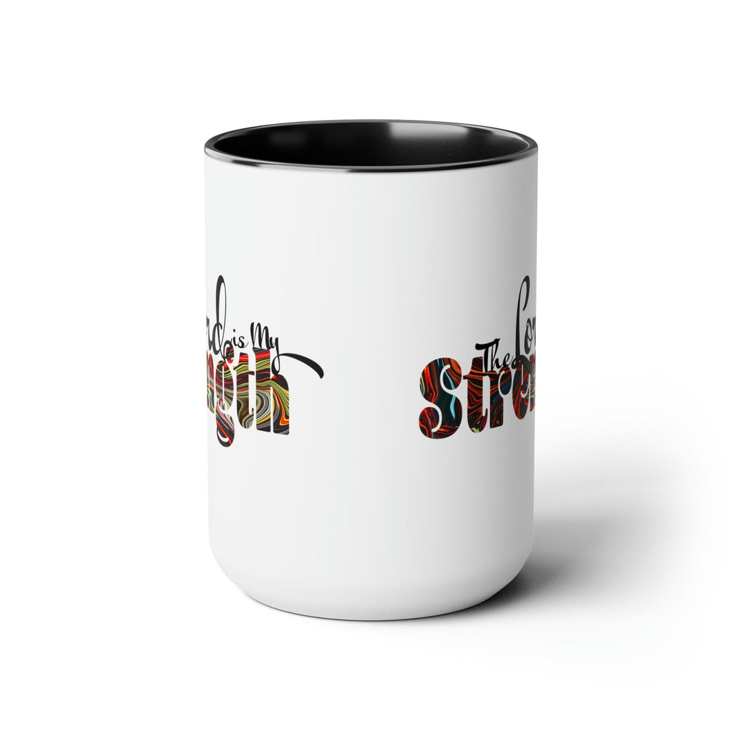 Ceramic Coffee Mug 15oz - the Lord is my Strength Multicolor Illustration