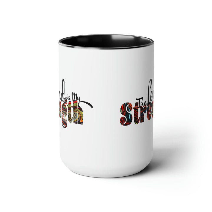 Ceramic Coffee Mug 15oz - the Lord is my Strength Multicolor Illustration