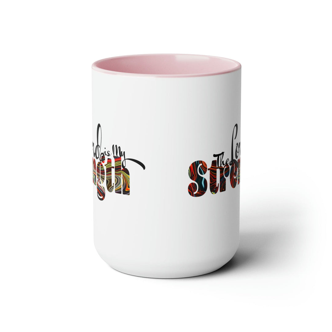 Ceramic Coffee Mug 15oz - the Lord is my Strength Multicolor Illustration