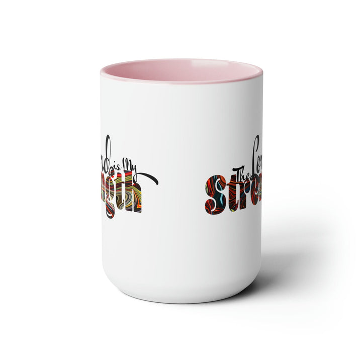 Ceramic Coffee Mug 15oz - the Lord is my Strength Multicolor Illustration