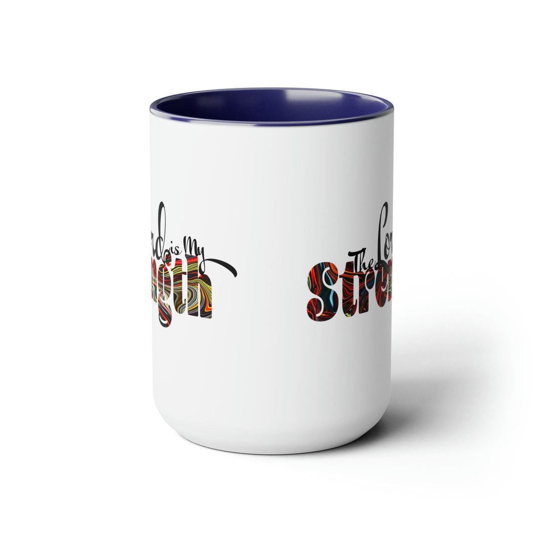 Ceramic Coffee Mug 15oz - the Lord is my Strength Multicolor Illustration