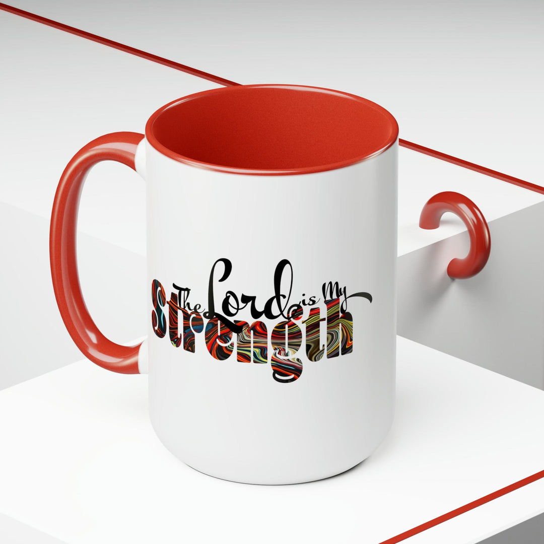 Ceramic Coffee Mug 15oz - the Lord is my Strength Multicolor Illustration
